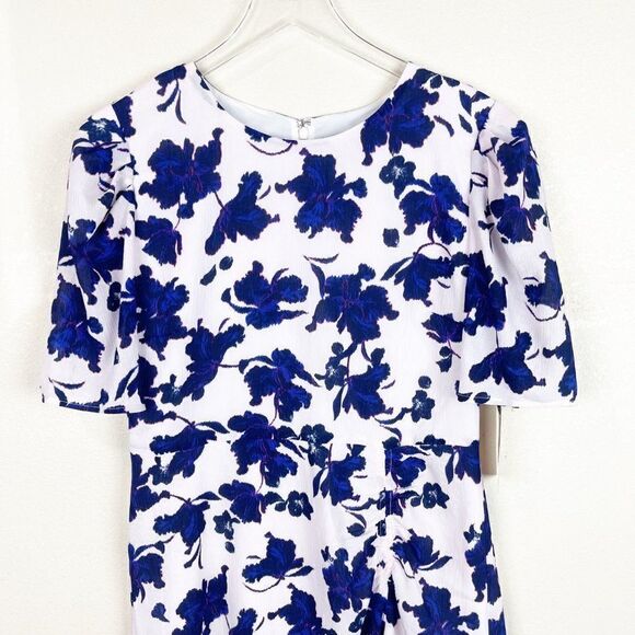 Halogen Floral Short Sleeve Mini Dress Size Medium NWT - Picture 2 of 8